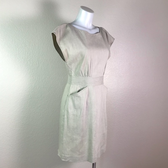 THEORY TAN LINEN DRESS WITH POCKETS - Picture 3 of 8